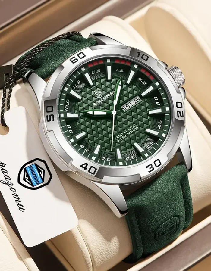 PAAZOMU Men’s Luxury Quartz Watch – Waterproof Stainless Steel Wristwatch with Luminous Display, Date & Week Calendar, Fashion Sports Watch for Men
